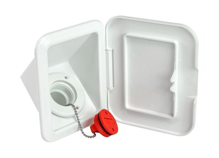 Горловина заливная для бензина в боксе под шланг 38 мм с крышкой, пластик