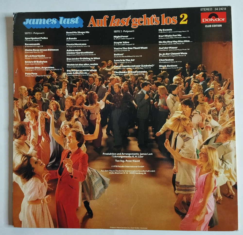 Винтажная виниловая пластинка LP James Last Auf Last Gehts Los 2 (Germany 1978) (Club Edition)