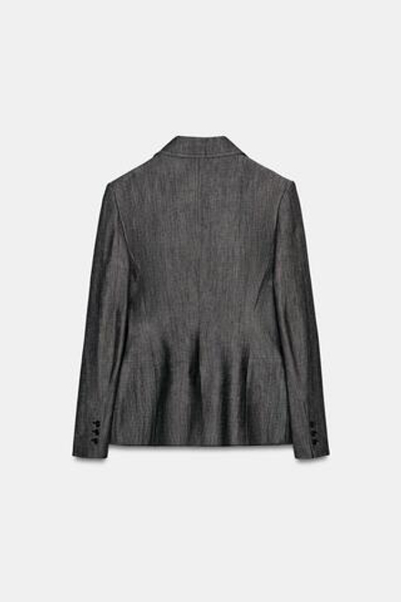 ZARA ДЖИНСОВЫЙ БЛЕЙЗЕР ZW COLLECTION, ЧЕРНЫЙ