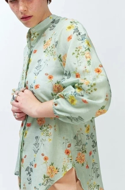 Рубашка покроя реглан из марлёвки с цветами