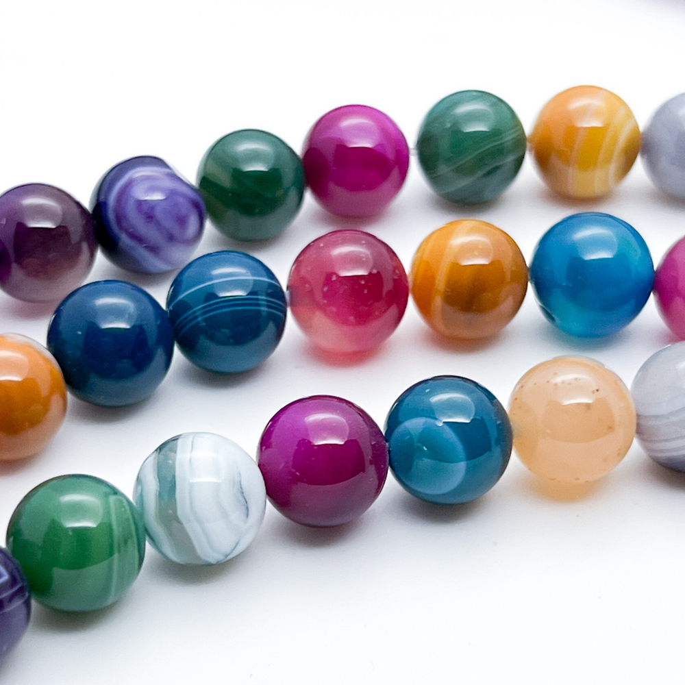 Агат тонированный микс, диаметр 10,2-10,3 мм, цена за 18 шт (1/2 нити)
