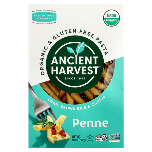 Ancient Harvest, Organic & Gluten Free Pasta, Penne, Corn, Brown Rice & Quinoa, 9.6 oz (272 g)