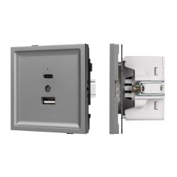 Механизм USB розетки SCT-TENDO-MUAC-PL-GR (5V, 3A, QC3) (Arlight, Графитовый) 054096