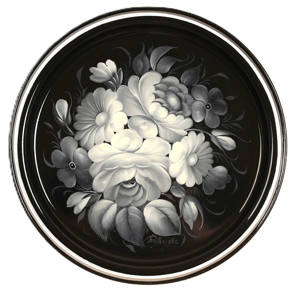 Жостовский поднос декоративный, размер 22 см (A5), металлический