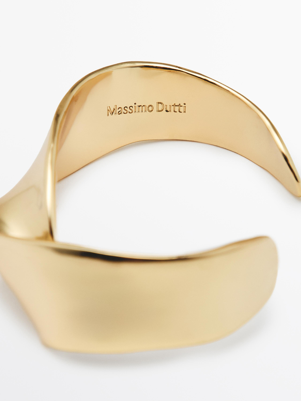 Massimo Dutti Широкий рельефный браслет, золотистый
