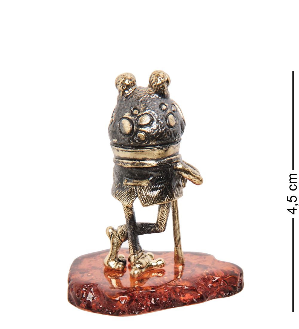 Народные промыслы AM-2143 Фигурка «Лягушка джентельмен» (латунь, янтарь)