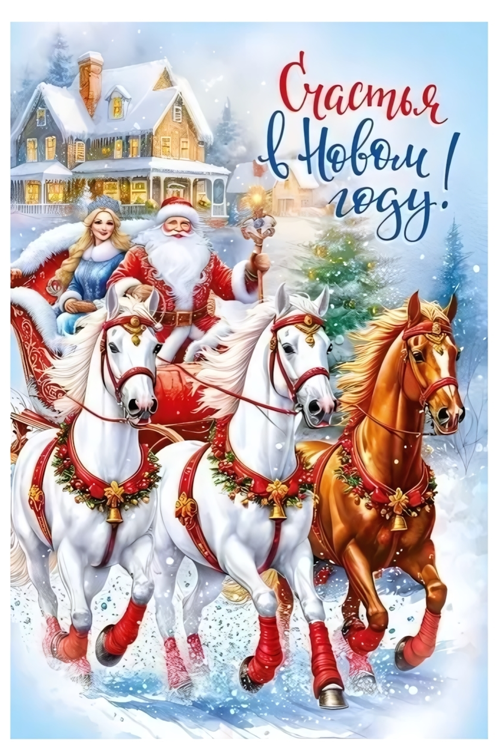 Открытка А5 "Счастья в новом году!" 70000876 (Мир поздравлений)