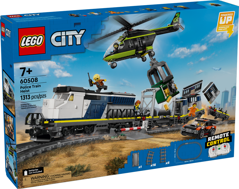Конструктор LEGO City Ограбление полицейского поезда 60508 | LEGO City Police Train Heist набор 1313 деталей | 7+