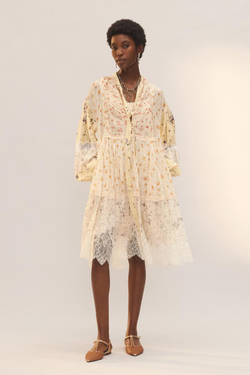 ZARA КОРОТКОЕ ПЛАТЬЕ С КРУЖЕВОМ И ПРИНТОМ - LIMITED EDITION, РАЗНОЦВЕТНЫЙ