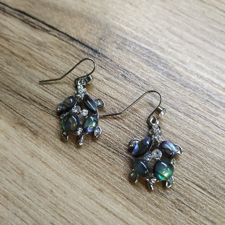 Серьги Черепашка, перламутр гелиотис, 17x25 мм