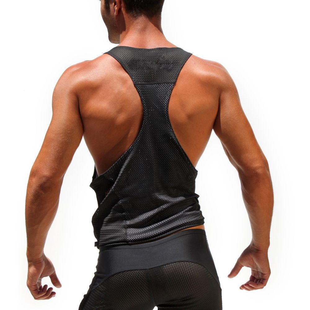 Мужская майка черная в сетку RUFSKIN Men&#39;s Sexy Tank Top Black