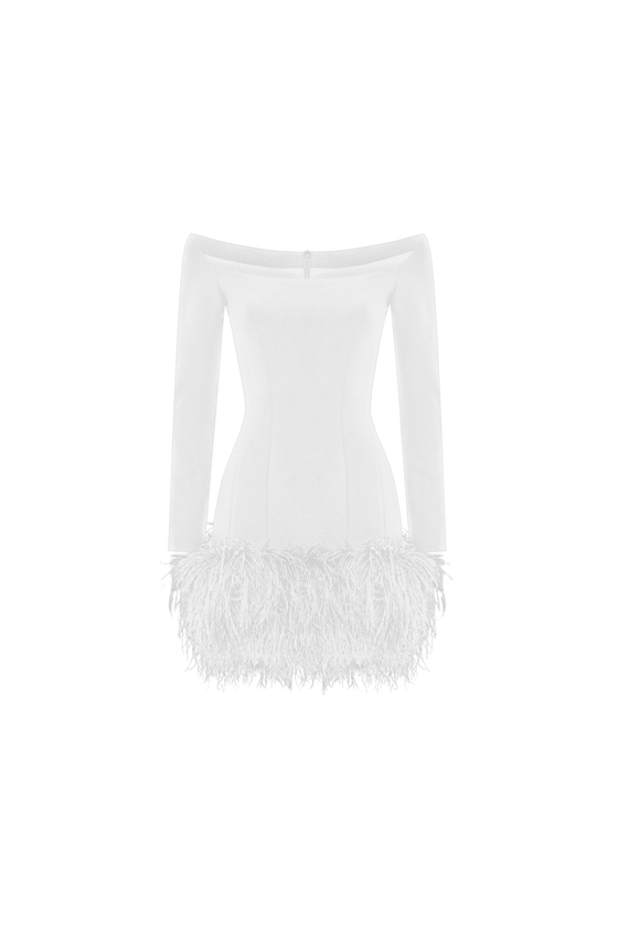 Платье мини из крепа с бахромой