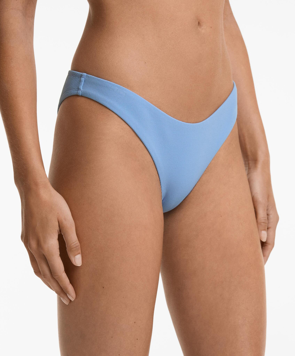 OYSHO Трусики-бикини U-образного выреза из пике средней степени покрытия, голубой