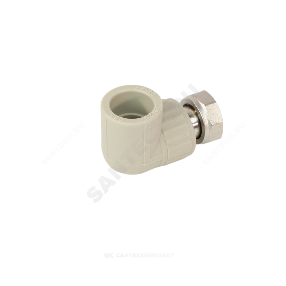 Угольник PP-R комбинированный серый Дн 20х3/4" с накидной гайкой VALFEX 10138120Г