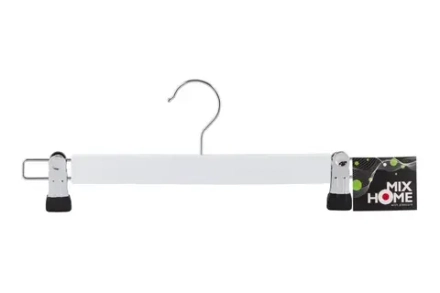 "Wood white" Вешалка деревянная, для брюк и юбок с клипсами 32см