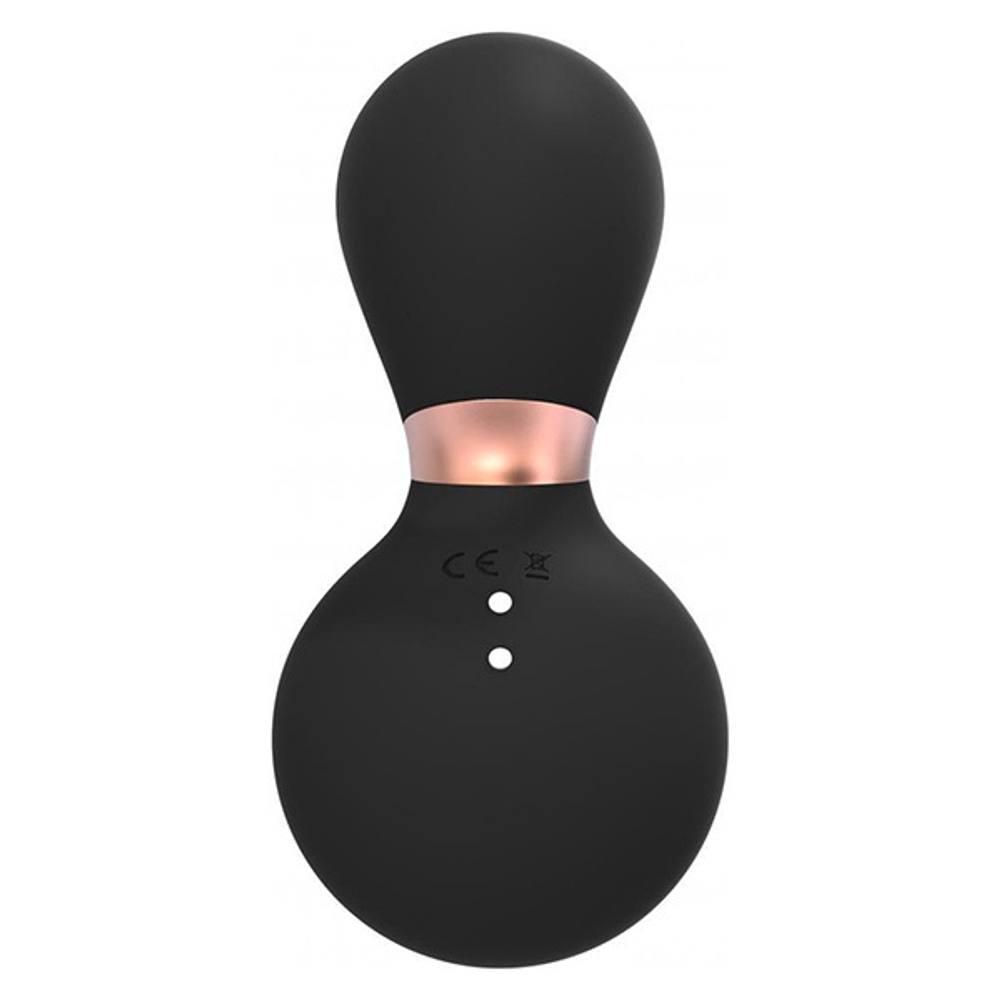 Черный вакуум-волновой клиторальный стимулятор с вибрацией Irresistible Invincible Black IRR003BLK