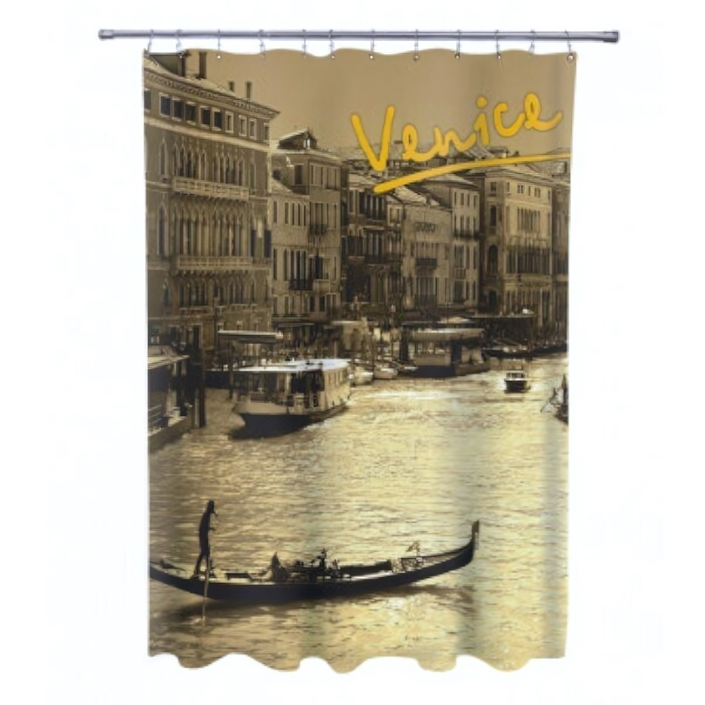 Штора для ванной комнаты Фотопринт 180*180 "ВЕНЕЦИЯ" с кольцами 2428