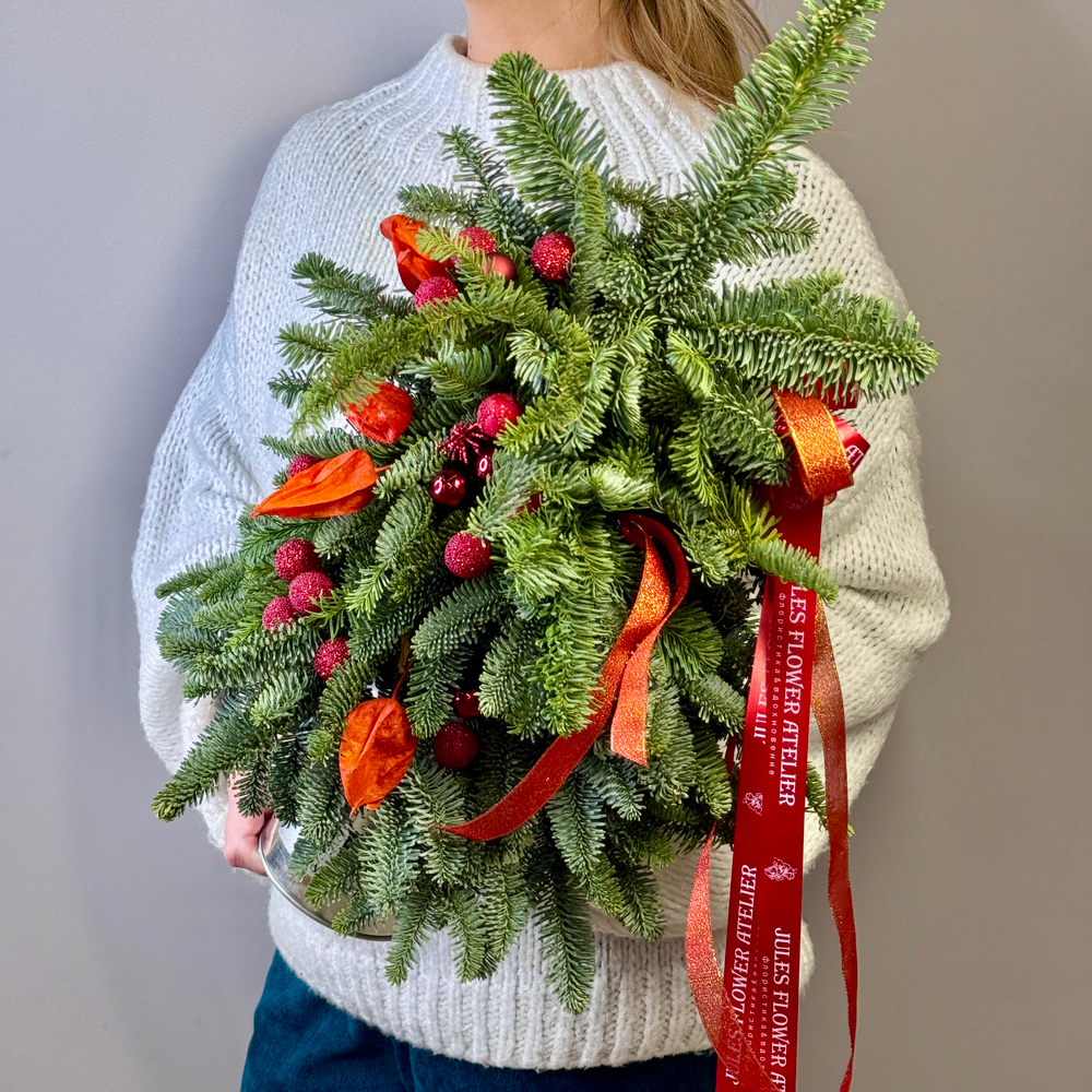 «Вечер у камина» композиция из пихты на Новый год и Рождество