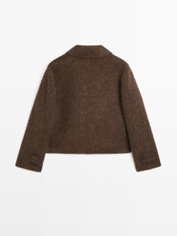 Massimo Dutti Кардиган из шерсти альпака с рубашечным воротником, темно-зеленый