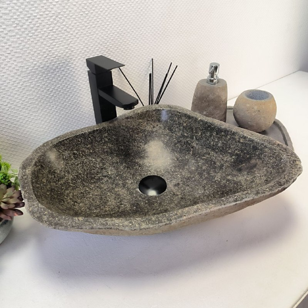 Каменная раковина из речного камня RS-63521 (48*42*15) 0122