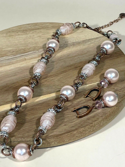 Комплект колье и серьги муранское стекло