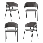 Комплект из 4-х стульев Bradex Home Turin серый вельвет с чёрными ножками