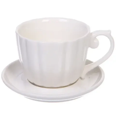 Чайный набор 12 предметов «White magic» (6 кружек 220мл+6 блюдец), кружка волна