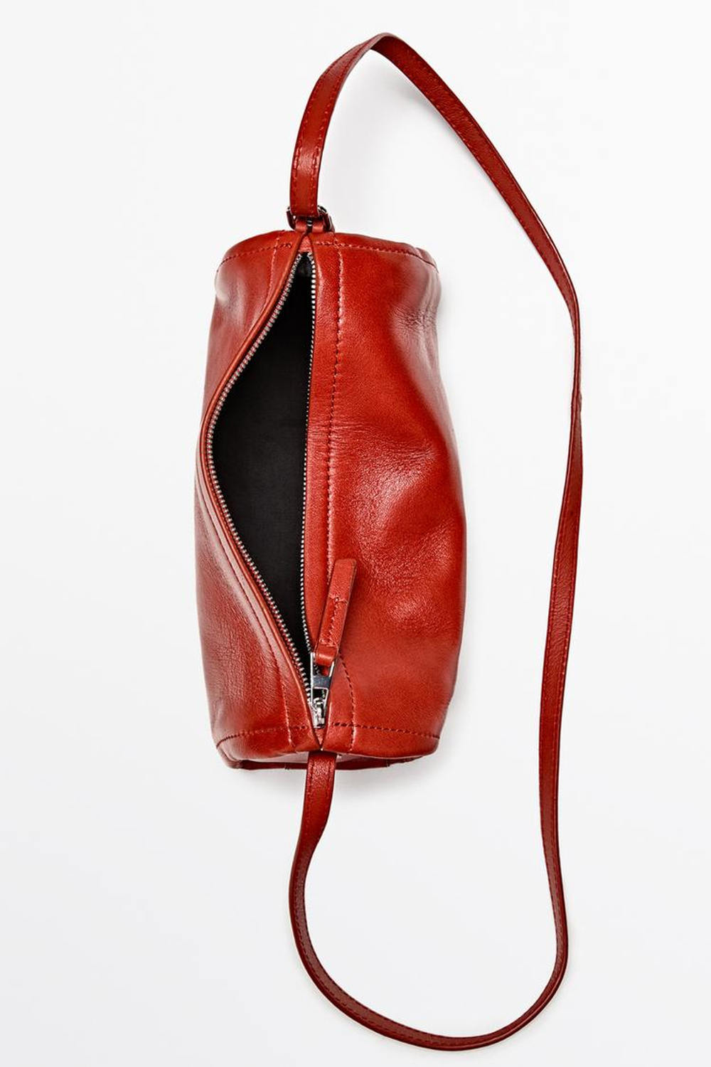 Massimo Dutti Сумка через плечо из кожи наппа, кораллово-красный