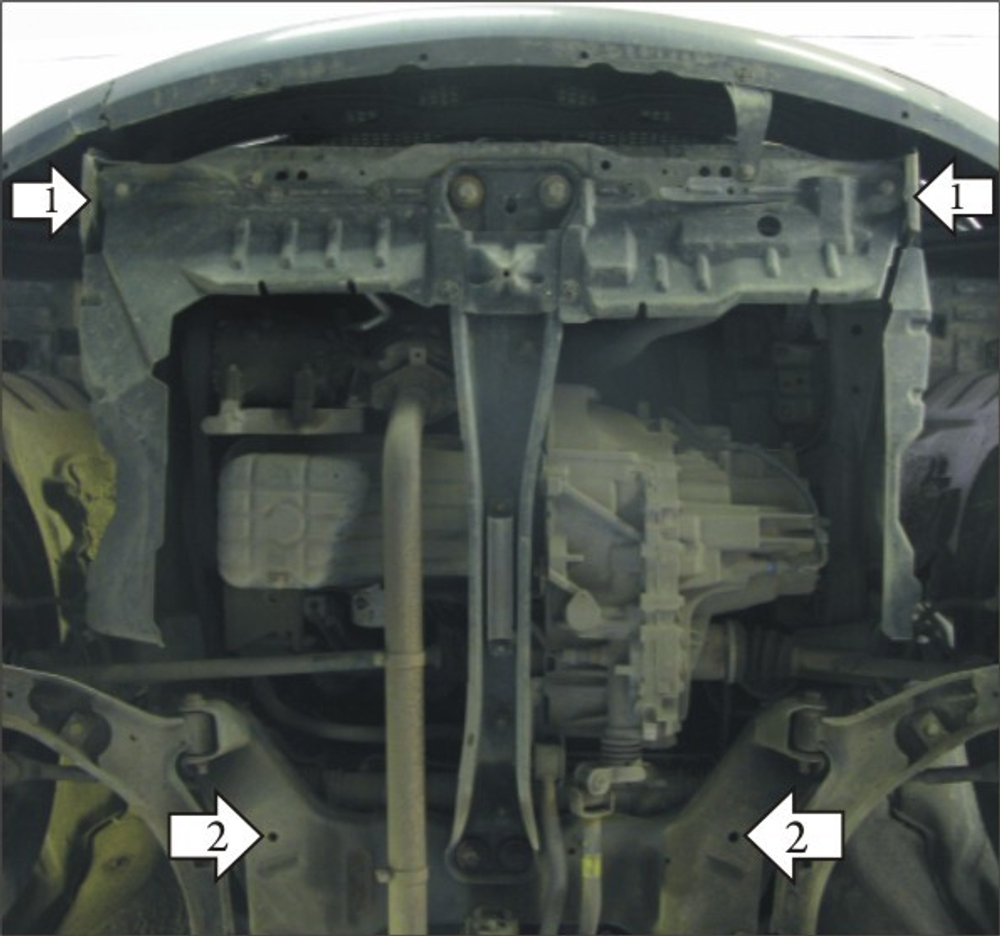 Защита картера Двигателя, КПП. 2 мм, Сталь. для Nissan Almera Classic 2006-2012, Nissan Almera 2002-2006, Nissan Almera 2000-2002 MOTODOR.01403