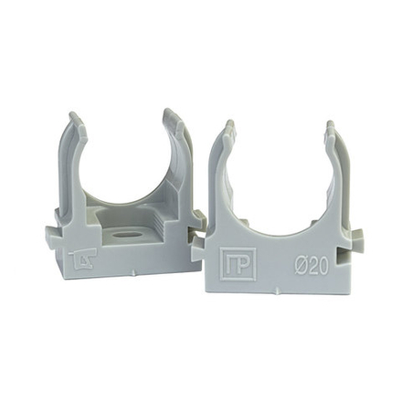 Крепеж-клипса для труб для монтажного пистолета серая 16/20/25/32 мм Промрукав