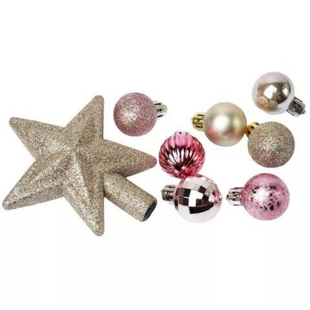 Набор елочных украшений 30шт 3см, розовый+шампанское, SY20B-005