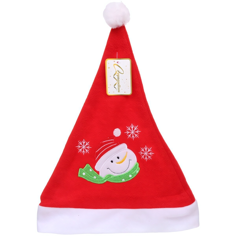 Колпак новогодний «Весёлый снеговичок», красный