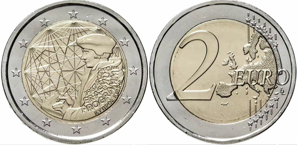 Кипр 2 евро 2022 35 лет программе Эразмус UNC