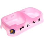 Миска пластиковая двойная «КоТиК», цвет розовый, 24*13*5см (2*300мл)