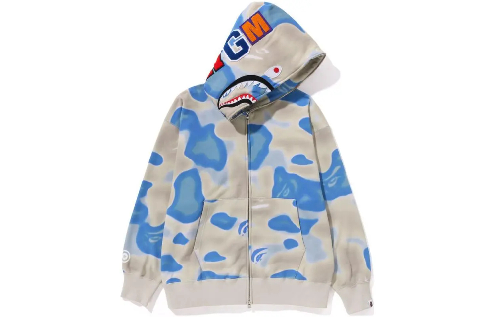 A Bathing Ape Liquid Camo Shark Relaxed Fit Full Zip Худи