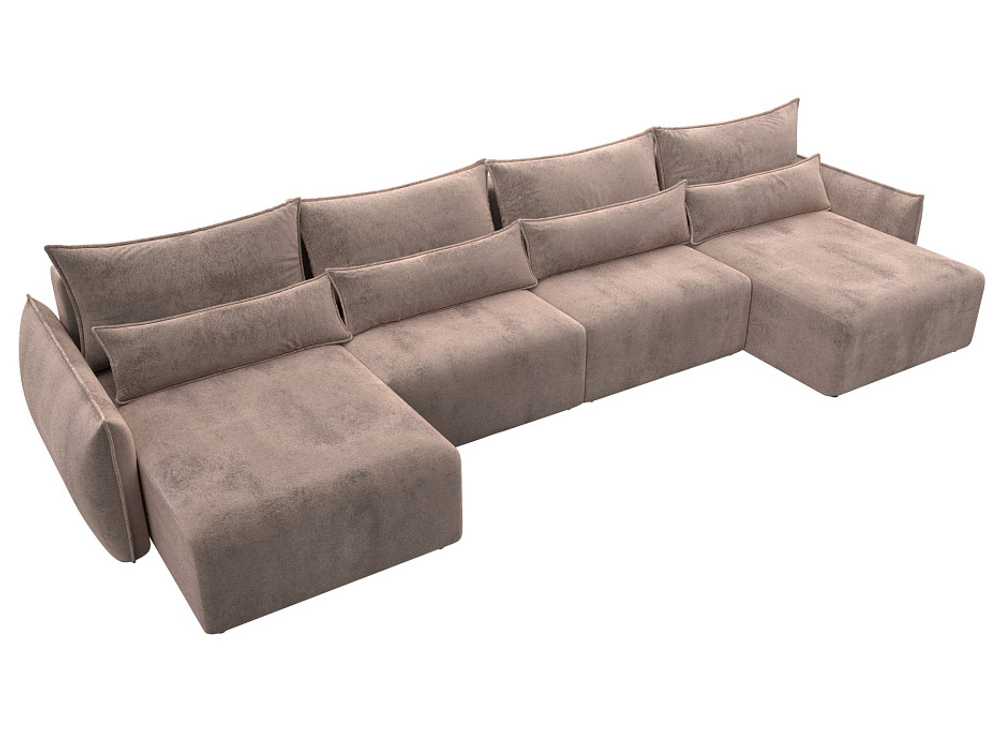 Диван П-образный Лига-051 НПБ Лонг ВЕЛЮР TOWER 05 бежевый