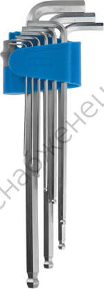 ЗУБР 9 шт, Набор длинных имбусовых ключей (27466-H9)