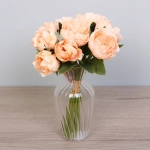 Цветы искусственные «Нежная роза» букет 9шт 23см персиковые