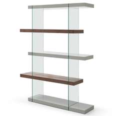 Стеллаж Mysen, 180х140 см, орех, стекло