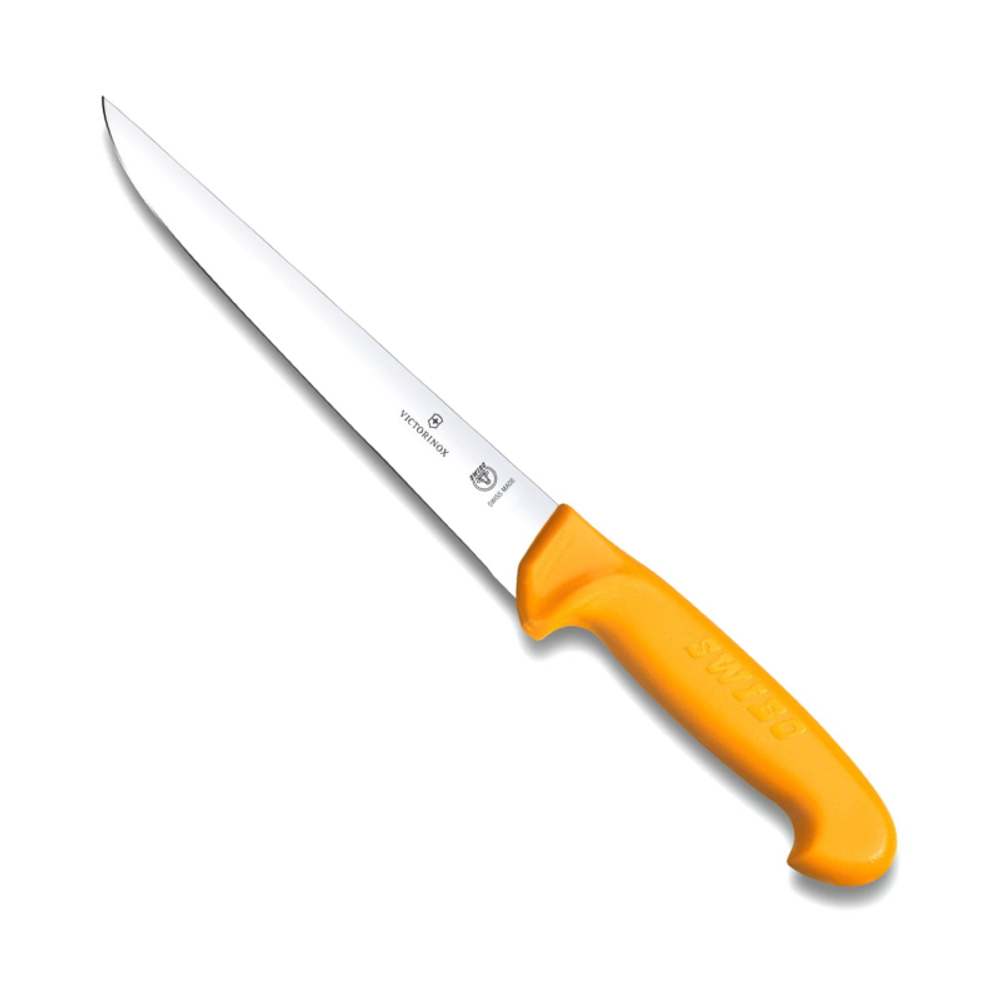 Нож Victorinox разделочный для мяса, лезвие 25 см прямое, желтый