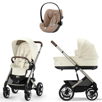 Коляска Cybex Talos S Lux TPE complete Cloud G Almond Beige Plus 3 в 1 Seashell Beige с дождевиками