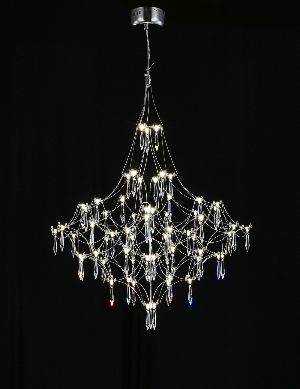 Подвесная люстра светодиодная с пультом и хрустальными подвесками Asfour MyFar Allegria MR2640-66P-76AP