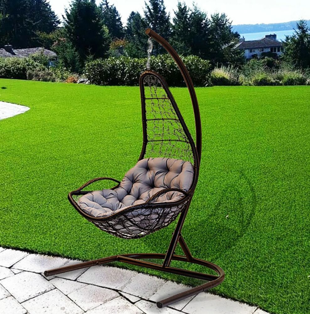 Кресло подвесное садовое Орландо 120х114см h192см, стойка d48мм, сталь/иск.ротанг, полиэстер 180г, S