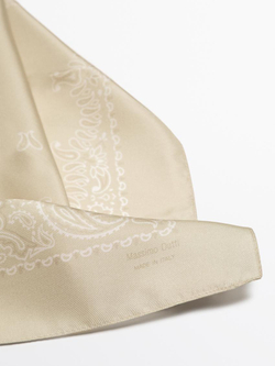 Massimo Dutti Бандана из 100% шелка с принтом пейсли, бежевый