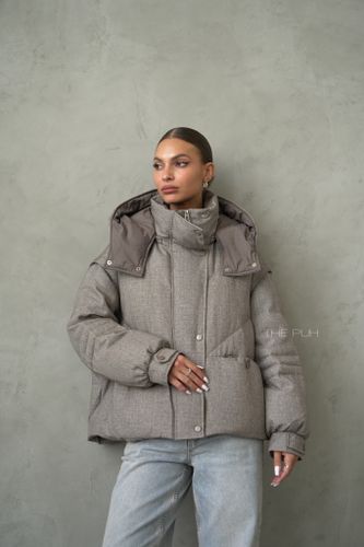 Шоколадный пуховик-трансформер на молнии