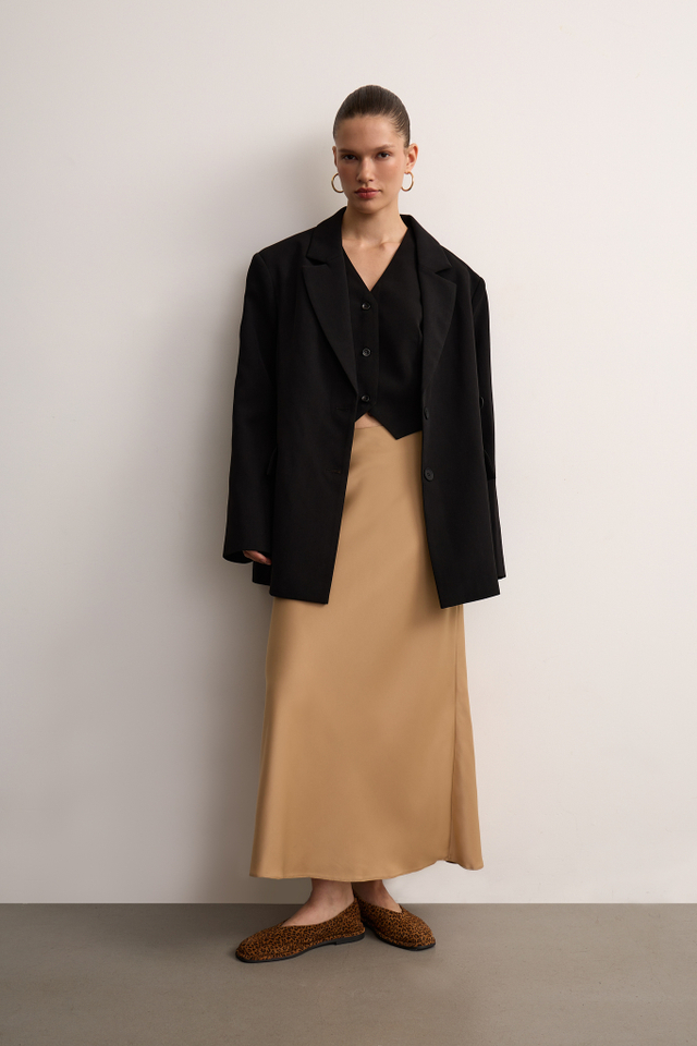 Юбка миди из атласа