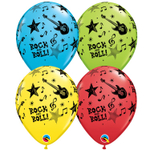 Шар латексный 28см Rock&Roll Гитара Звезды (Ассорти)