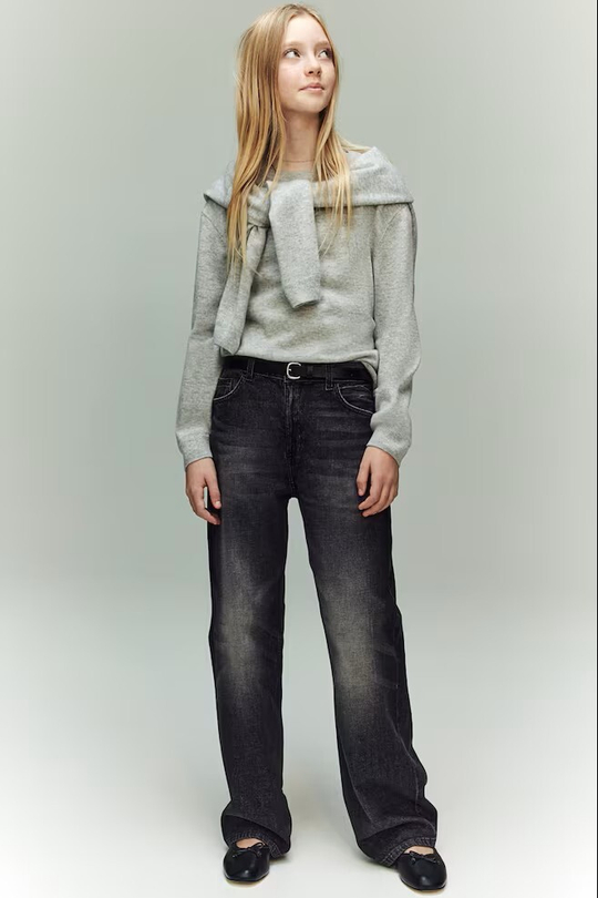 H&M Джинсы Baggy Fit, темно-серый