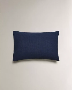 ZARA HOME НАВОЛОЧКА ИЗ ХЛОПКА С ТКАНЫМ УЗОРОМ, СИНИЙ