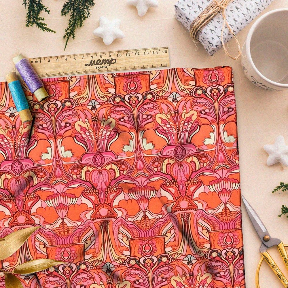 Ткань премиум сатин пламенное созвездие